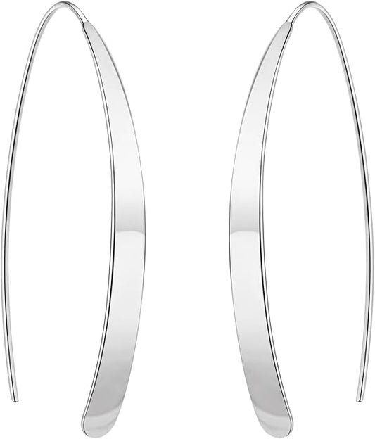 14K Gold Hoop Earrings for Women, Hypoallergenic Spiral Threader Gold Plated Dangle Earrings Fashion Jewelry，Gift for Women