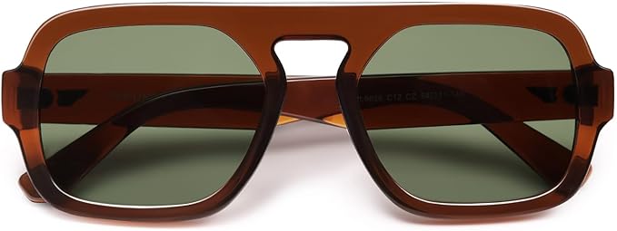 VANLINKER Oversized Retro Square Aviator Sunglasses for Women Men 70s Vintage Style Trendy Big Flat Top Sun Glasses VL9826