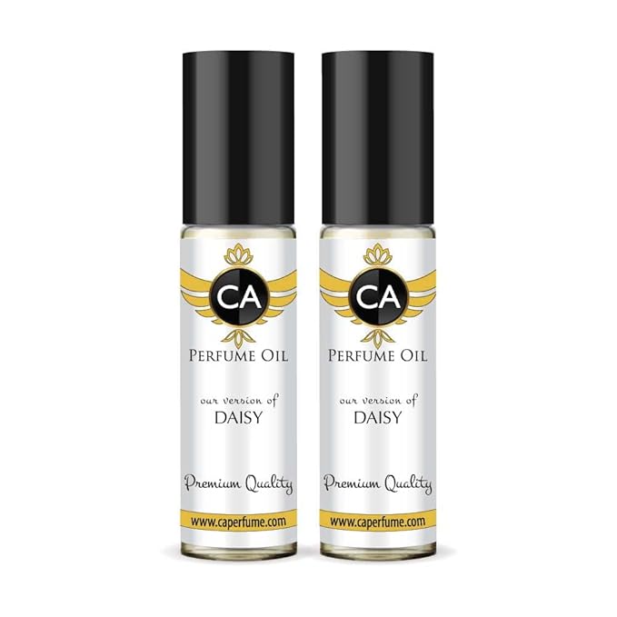 CA Perfume Impression of Daisy For Women Floral Woody Musk Fragrance Body Oil Alcohol-Free Travel Size Concentrated Long Lasting Pure Attar Roll-On 0.3 Fl Oz- Pack of 2