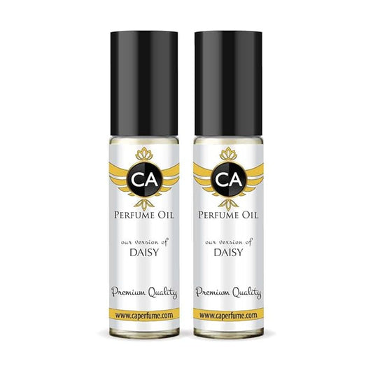 CA Perfume Impression of Daisy For Women Floral Woody Musk Fragrance Body Oil Alcohol-Free Travel Size Concentrated Long Lasting Pure Attar Roll-On 0.3 Fl Oz- Pack of 2