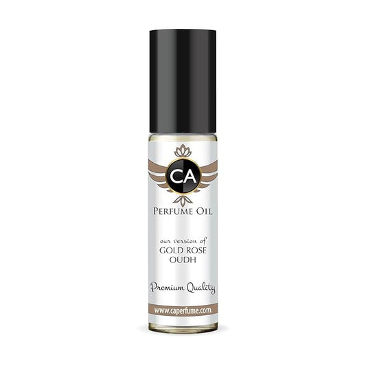 CA Perfume Impression of Gold Rose Oudh Unisex Fragrance Oil Amber Scent Long Lasting Perfumes for Women & Men Travel Size TSA Ready Mini Parfum Body Oil Roll-on 0.33 Fl Oz 10ml