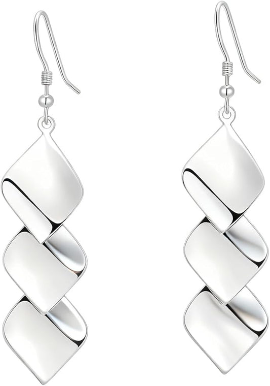 925 Sterling Silver Hooks Small Dangle Drop Earrings for Women Light Weight Tricolor Subtlety Small Fashion Dainty Perfect Jewelry for Gifts hypoallergenic Elegant Classical
