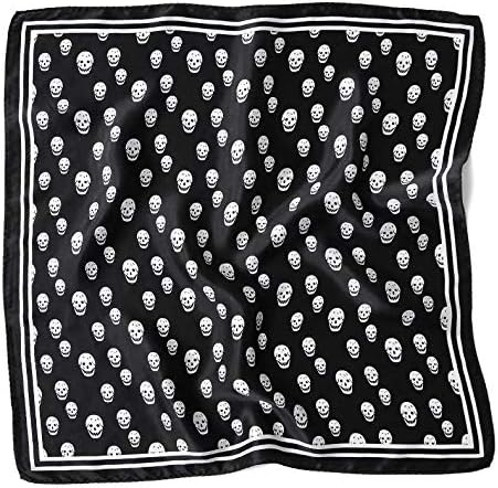 ANDANTINO 100% Real Mulberry Silk Scarf -21'' x 21''- Lightweight Neckerchief –Women Men Small Square Digital Printed Scarves