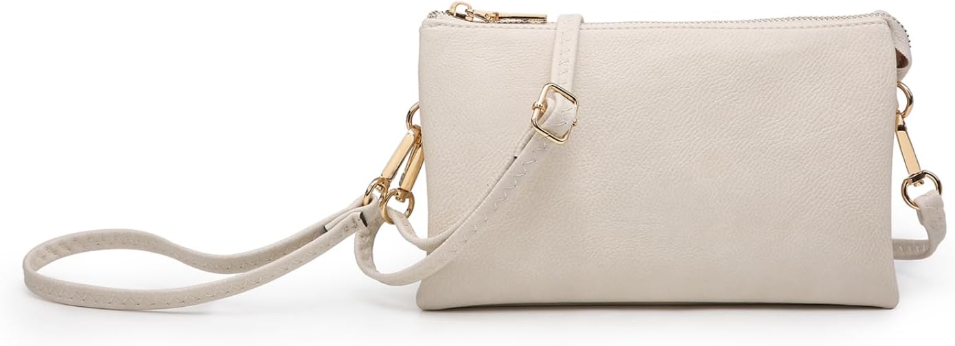 JEN & CO. Riley Small Crossbody Bags for Women Vegan Leather Wristlet Clutch Wallet Purses Handbags with 2 Straps