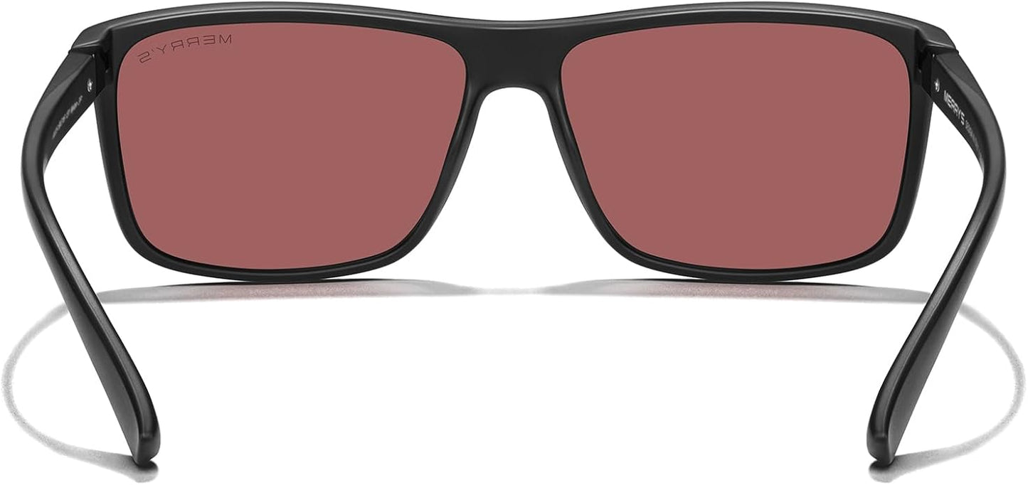 MERRY'S Rectangular Polarized Sports Sunglasses for Men Women Cycling Driving Fishing UV400 Protection S8225