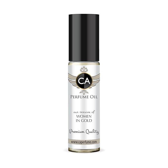 CA Perfume Impression of Women In Gold Fragrance Oil Chypre Floral Scent Long Lasting Perfumes for Women Travel Size TSA Ready Mini Parfum Body Oil Roll-on 0.33 Fl Oz 10ml