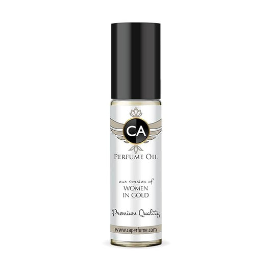 CA Perfume Impression of Women In Gold Fragrance Oil Chypre Floral Scent Long Lasting Perfumes for Women Travel Size TSA Ready Mini Parfum Body Oil Roll-on 0.33 Fl Oz 10ml