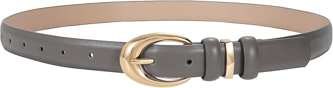 TRIWORKS Women Leather Belt for Jeans Pants Fashion Ladies Skinny Faux Leather Dress belt with Gold Buckle