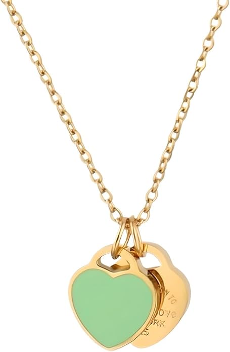 925 Sterling Silver Double Heart Necklace - Two Hearted Necklace With Chain - 14K Yellow Gold Double Hearts Pendant Necklace - Two Hearts