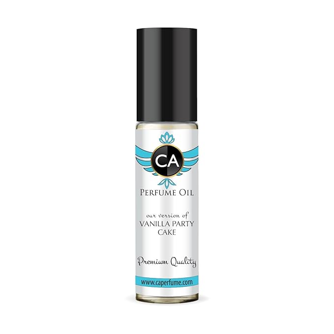 CA Perfume Originals Vanilla Party Cake Unisex Fragrance Oil Gourmand Scent Long Lasting Perfumes for Women & Men Travel Size TSA Ready Mini Parfum Body Oil Roll-on 0.33 Fl Oz 10ml