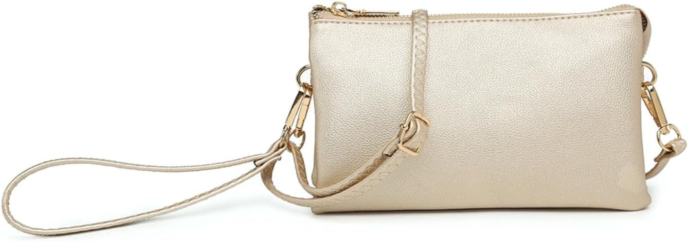 JEN & CO. Riley Small Crossbody Bags for Women Vegan Leather Wristlet Clutch Wallet Purses Handbags with 2 Straps