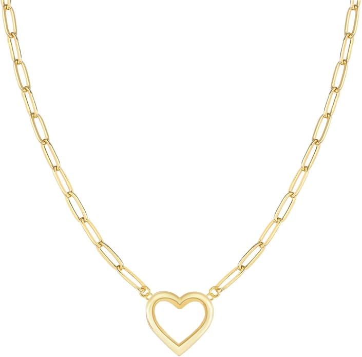 OGD Heart Necklace for Women, 14K Gold Plated Layered Tiny Puffy Heart Pendant Necklace Cute Chunky Heart Choker Necklace Simple Gold Necklace Jewelry for Women Trendy Gift