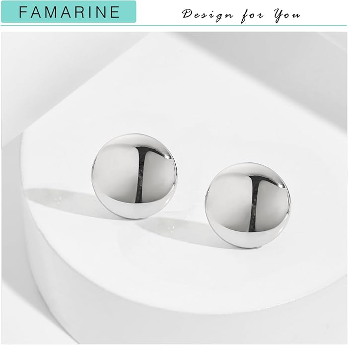 FAMARINE Dot Earrings Gold Silver Stud Earrings for Women Flat Round Earring Minimalist Earring