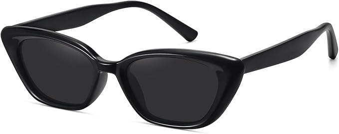WOWSUN Small Cat Eye Sunglasses Womens Retro Narrow Trendy Polarized Sunglasses