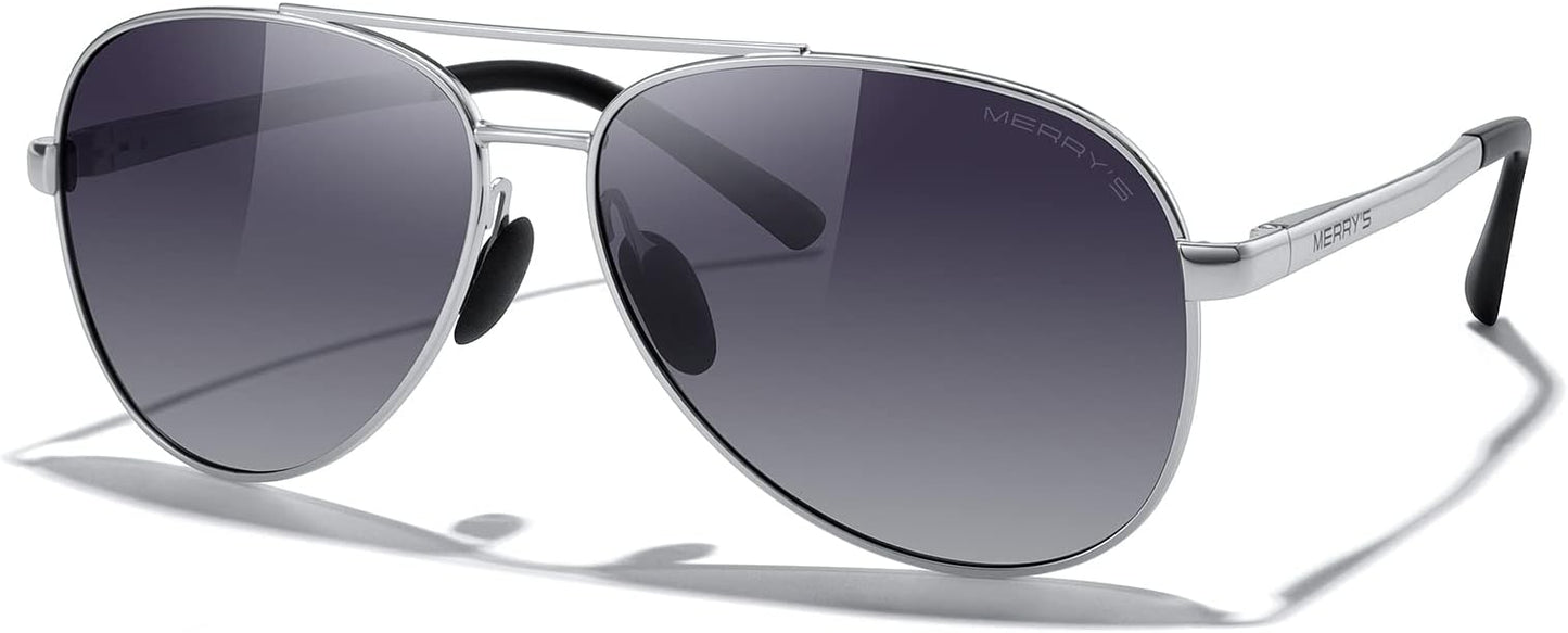 MERRY'S Aviator Sunglasses for Men Women - Polarized Driving Sun glasses Mirrored Lens UV 400 Protection 58 MM