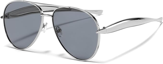 AIEYEZO Gold Aviator Sunglasses for Women Men Oversized Thick Frame Sun Glasses Fashion Retro Sardine Pilot Shades