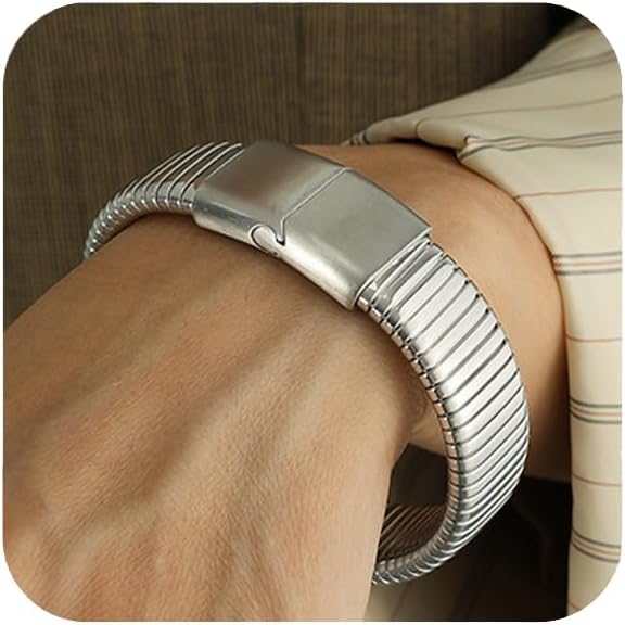 MISS RIGHT Gold Chunky Stretch Snake Chain Bangle Bracelets Stack for Women Trendy, 18K Gold Filled Stainless Steel Stretchy Womens Stackable Wristband Bangles Bracelet Set