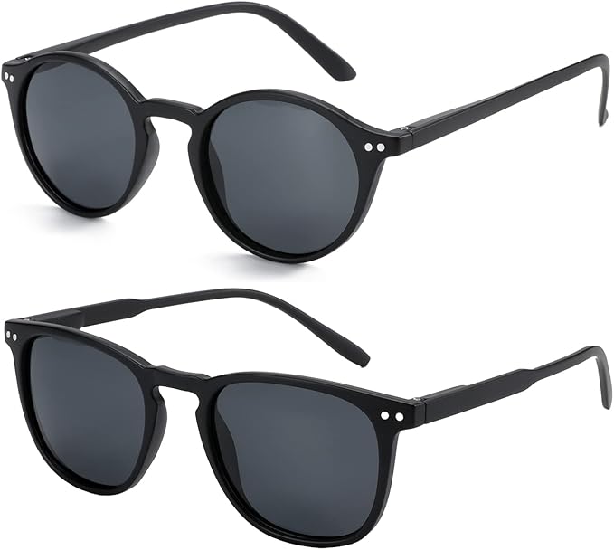 ZENOTTIC Polarized Sunglasses for Women Men: Retro Shades Round | Square Frame UV Protection 2 Pack