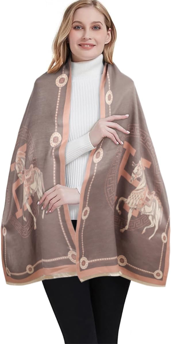 EXTREE Scarfs for Women Pashmina Silky Shawl Wrap for Evening Dressing Blanket Open Front Poncho Cape