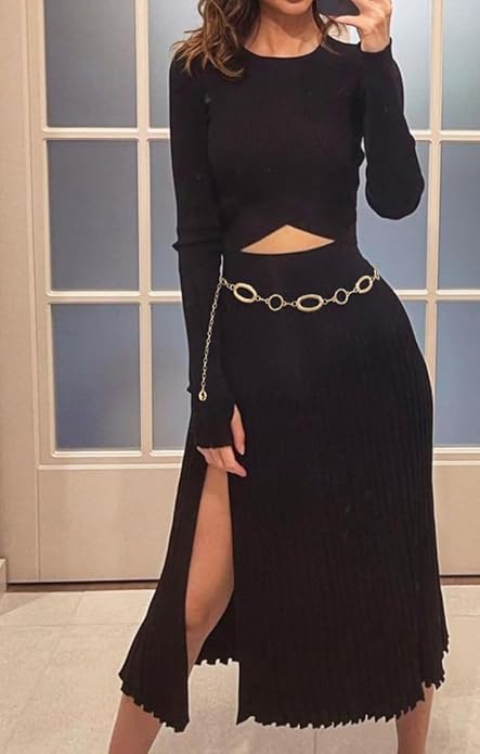 Waist Chain Belt Women Circle O-Ring Metal Link Body Chains Plus Size Gold Tone Chain Belt Fashion Waist Jewelry for Dress