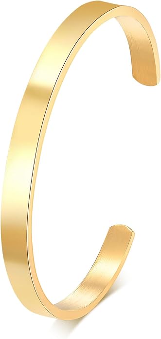 MEALGUET Stainless Steel Mens Cuff Bracelet : Minimal Cool Silver/Black/Gold Plated Open Metal Cuff Bangle Bracelets for Men,Mens Bracelet Jewelry Gift