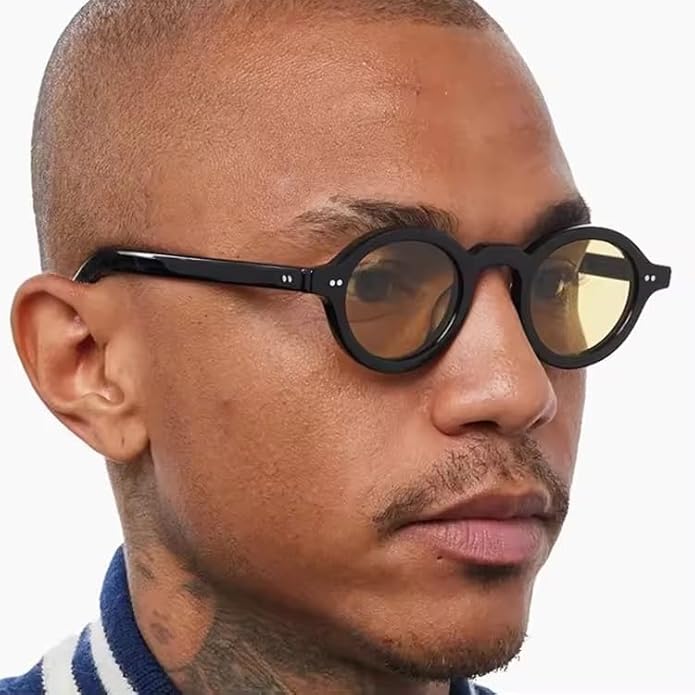 Trendy Round Polarized Sunglasses for Men Women Chunky Hippie Costume Sun Glasses 90s Circle Retro Style