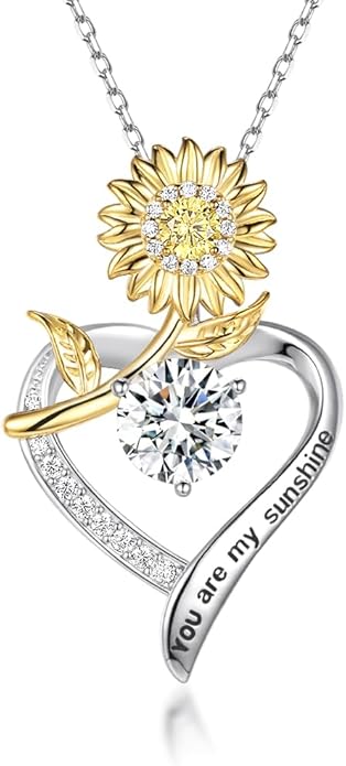 immobird 2 Carat Moissanite Necklace for Wife S925 Silver Rose Lab-Created Gem Heart Necklaces for Women Girlfriend Special Occasions Gifts Valentine's Day Gift