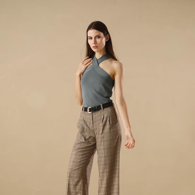 Women's Brown Belt Trend Belt with Gold Buckle Fashion Leather Waist Belt for Jeans Pants