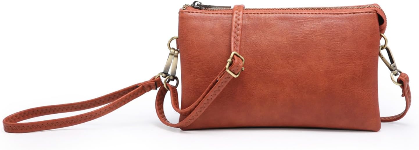 JEN & CO. Riley Small Crossbody Bags for Women Vegan Leather Wristlet Clutch Wallet Purses Handbags with 2 Straps