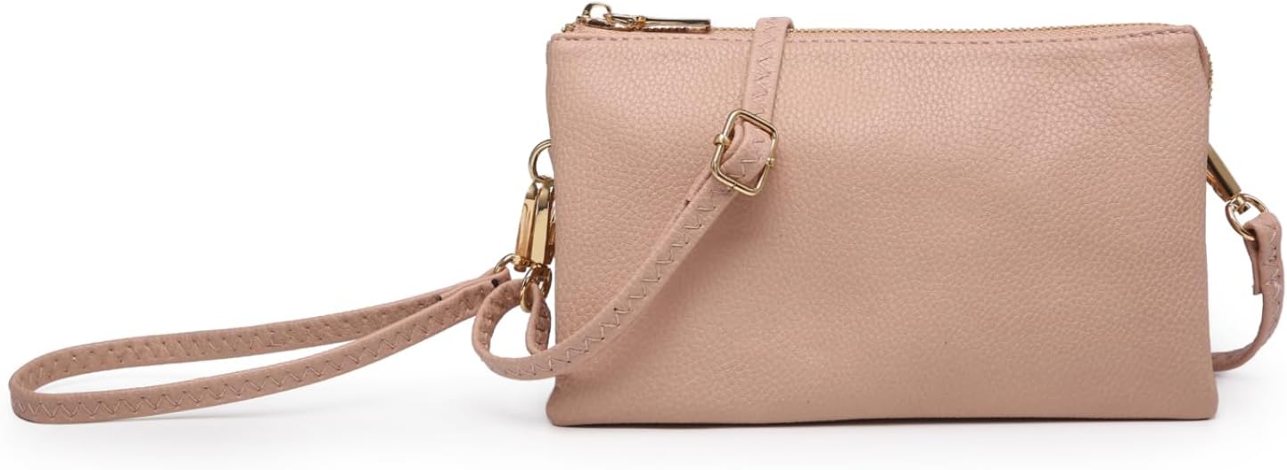 JEN & CO. Riley Small Crossbody Bags for Women Vegan Leather Wristlet Clutch Wallet Purses Handbags with 2 Straps