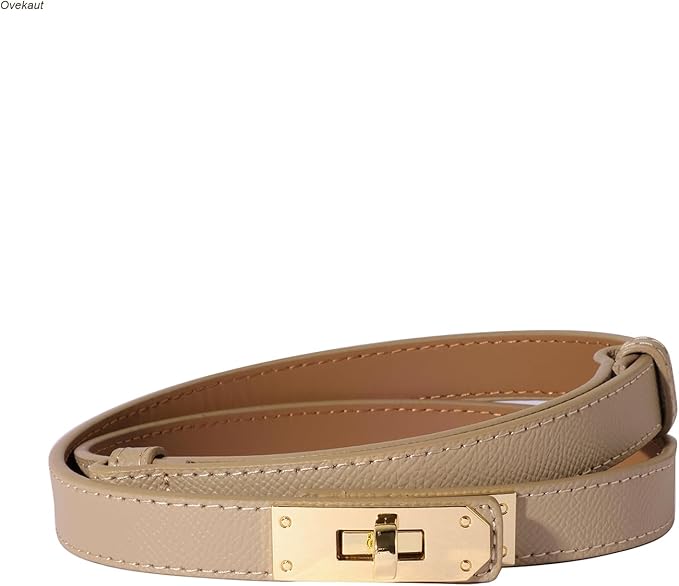 Women Skinny Leather Belt Solid Color Alloy Turn Lock Adjustable Waistband for Dresses Jeans Coats