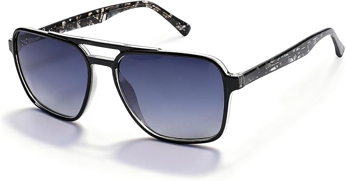 Polarized Retro Aviator Sunglasses Men Women, 70s Fashion Sun Glasse With UV400 Classic Acetate Frame