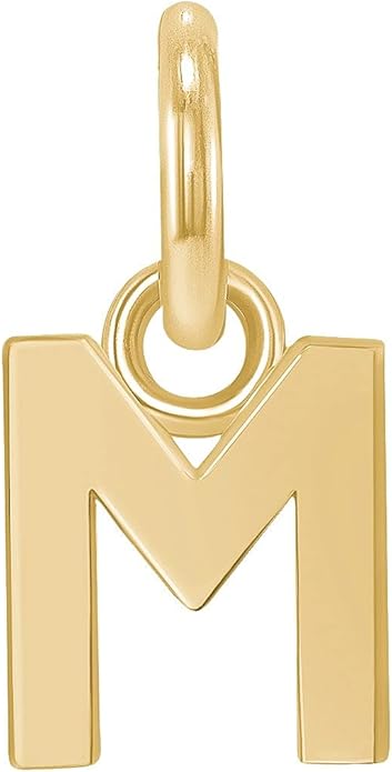 Takar Dainty 10K Gold Mini Initial Letter Pendant, A-Z Bold Gold Letter Charm For Women And Men, Personalized Pendant Charms, Christmas Gift for Women and Men Made In USA