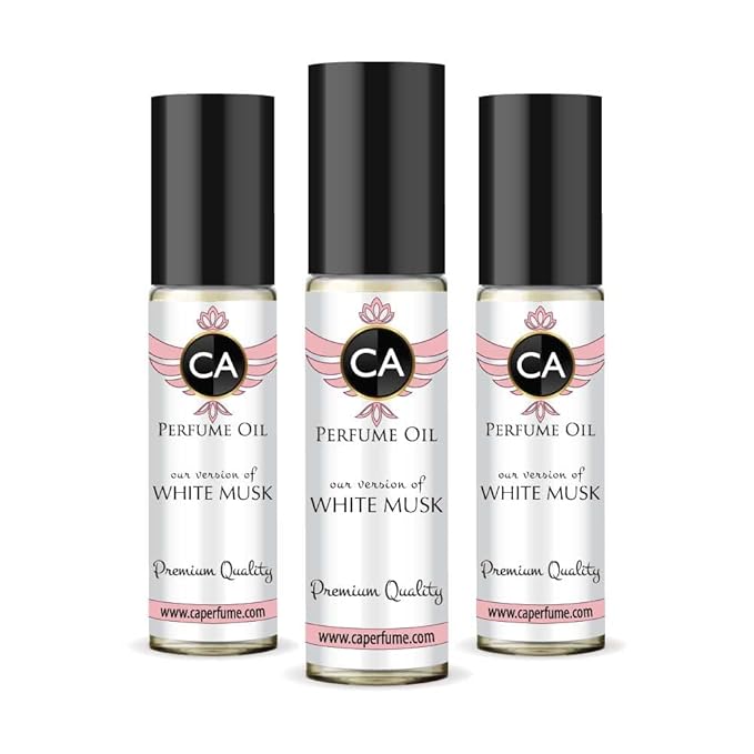 CA Perfume Impression of White Musk for Women Eau De Parfum Floral Woody Musk Scent Long Lasting Perfumes for Women Travel Size TSA Ready for Day and Night Wear 0.33 Fl Oz 10ml (Pack of 3)