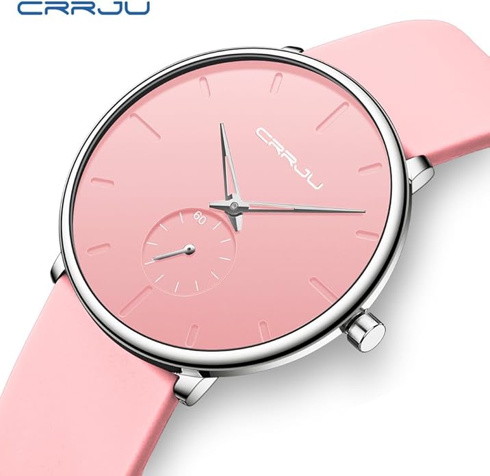 CRRJU Men’s Women Watch Casual Stylish Waterproof Quartz Unisex Wristwatches, Ultra Thin Watches for Men Women, Colorful Silicone Band