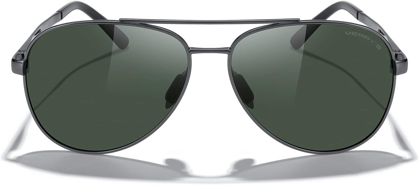 MERRY'S Aviator Sunglasses for Men Women - Polarized Driving Sun glasses Mirrored Lens UV 400 Protection 58 MM