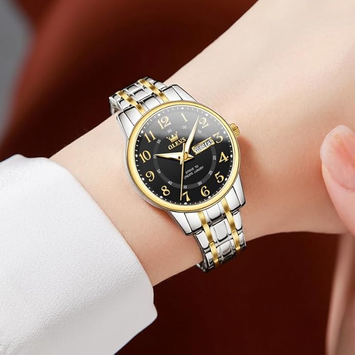 OLEVS Stainless Steel Women's Watch Dress Watches for Women with Date Fashion Ladies Business Waterproof Analog Quartz Small Wrist Watch Reloj Mujer