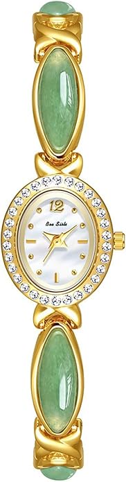 LOREO Elegant Women’s Gold Bracelet Watch Vintage Oval Dial, Waterproof Quartz Movement, Small Face Dress Watch for Ladies