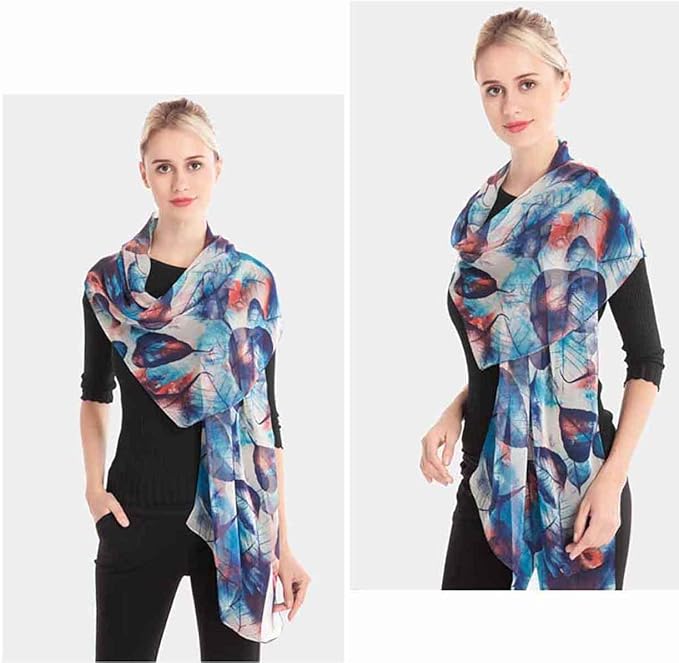 Pokeedioty Scarfs for Women Lightweight Scarves Elegant Floral Pattern Sheer Scarfs Shawls Wraps