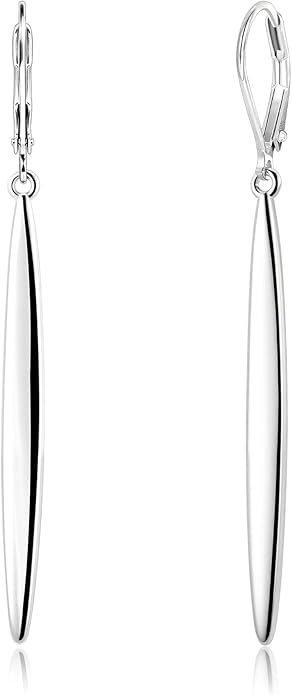 ALEXCRAFT 925 Sterling Silver & 14K Gold Plated Long Dangle Drop Earrings for Women Minimalist Hypoallergenic Vertical Bar Leverback Dangling Earrings Lightweight Daily Fashion Jewelry Gifts