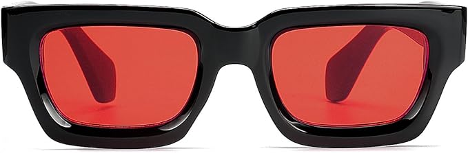 Trendy Square Sunglasses for Men Women Fashion Thick Rectangle Sun Glasses UV Protection Shades Designer Style
