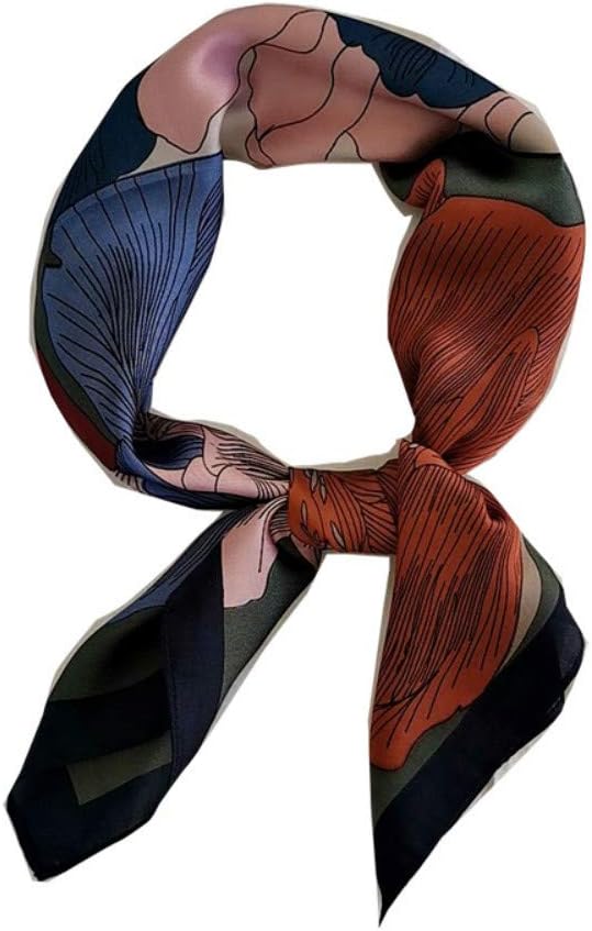 FONYVE Silk Feeling Scarf Medium Square Satin Head Scarf for Women 27.5 × 27.5 inches