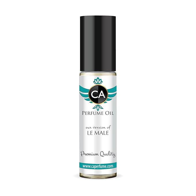 CA Perfume Impression of Le Male for Men Eau De Parfum Amber Fougere Scent Long Lasting Cologne for Men Travel Size TSA Ready for Day and Night Wear 0.33 Fl Oz 10ml