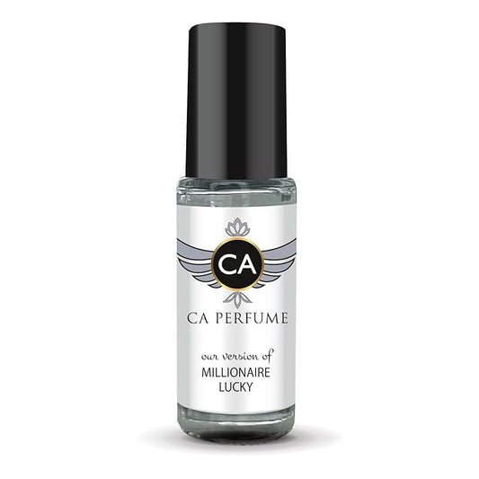 CA Perfume Impression of Millionaire Lucky for Men Perfume Oil Woody Scent Long Lasting Cologne for Men Travel Size Mini Perfume Sample TSA Ready Body Oil Roll-on 0.14 Fl Oz 4ml