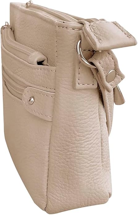 Cowhide Leather Women's Shoulder Purse Small Cross Body Organizer Bag with Many Pockets