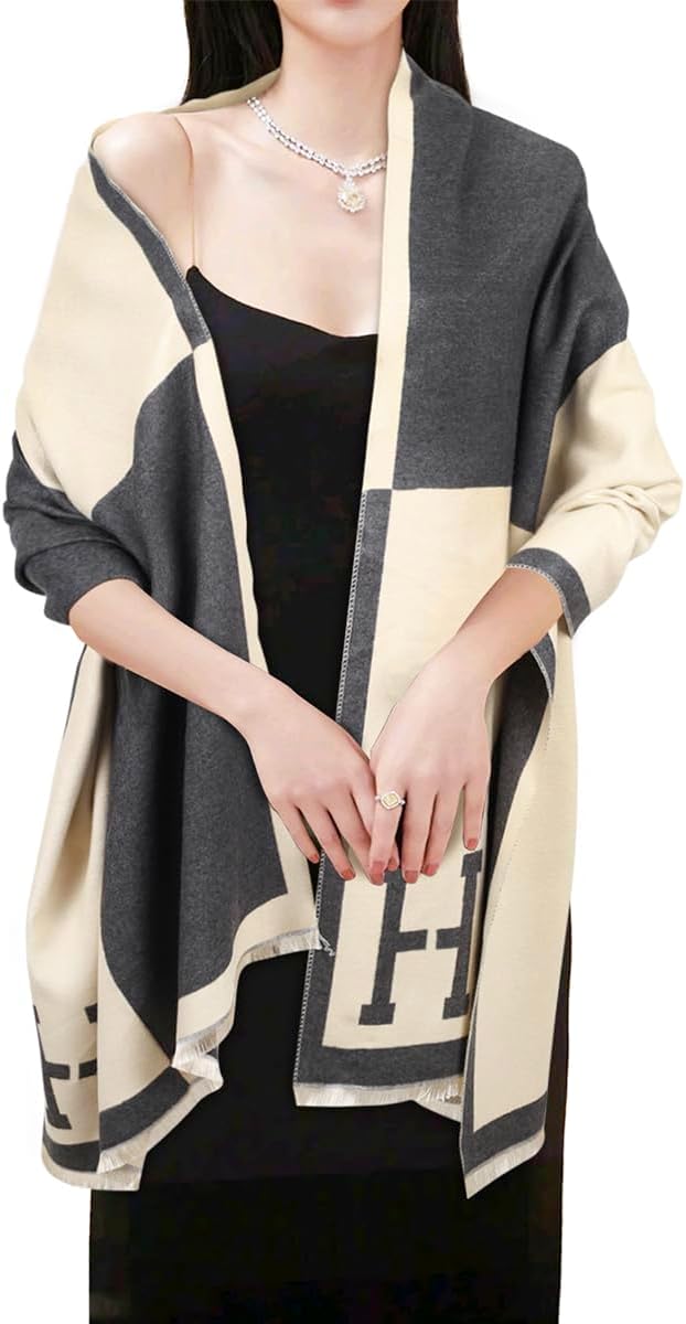 EXTREE Scarfs for Women Pashmina Silky Shawl Wrap for Evening Dressing Blanket Open Front Poncho Cape