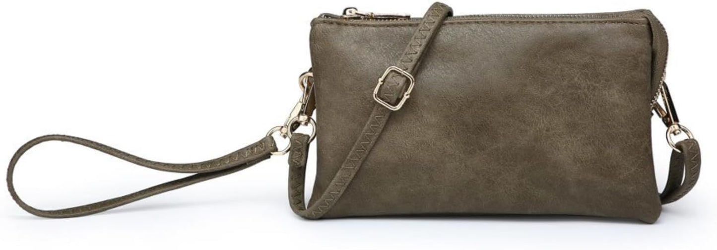 JEN & CO. Riley Small Crossbody Bags for Women Vegan Leather Wristlet Clutch Wallet Purses Handbags with 2 Straps