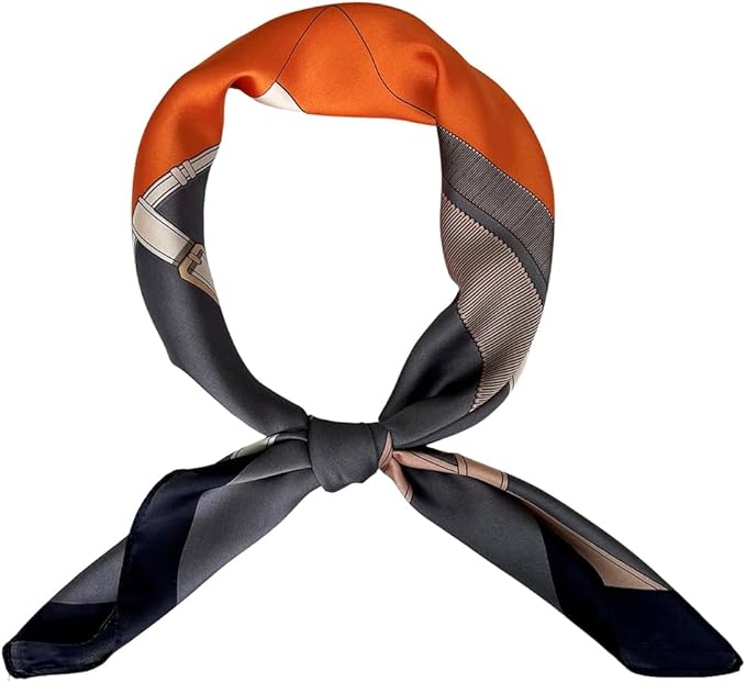 FONYVE Silk Feeling Scarf Medium Square Satin Head Scarf for Women 27.5 × 27.5 inches