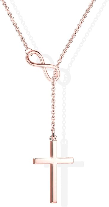 Infinity Cross Necklace for Women, Unique Trendy Fahion Cross Jewelry Gifts, Non Tarnish & Waterproof Dainty Simple Gold Cross Pendant, Christian Religious Easter Faith Accessories Jewelry Gifts