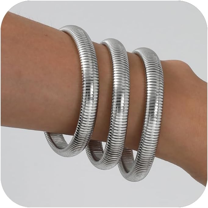18K Gold Plated Bracelets for Women Gold Bangles for Women Chunky Bangle Bracelets for Women Bracelets Stack Tarnish Free Bangle Set of 3 for Women Accessories for Her Gifts